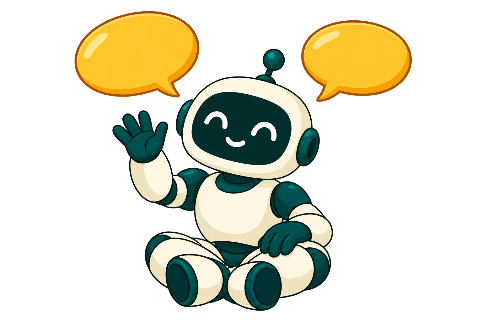 Friendly language robot with chat bubbles